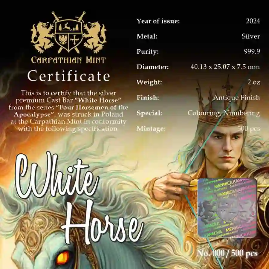 certificate_001 2024 Four Horsemen White Horse Color Cast Silver Bar