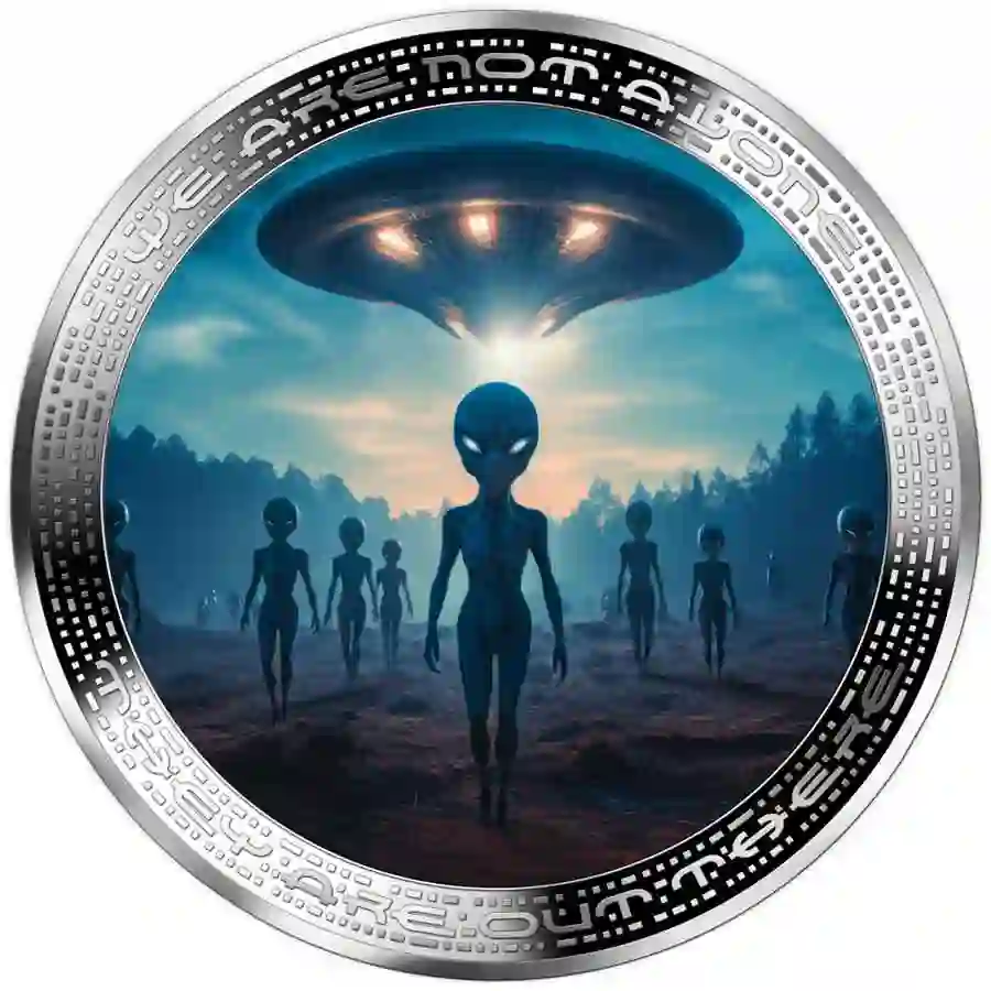 CM2511 rev 2025 Cameroon 1 Ounce Alien & UFO Colored Proof-like Silver Coin