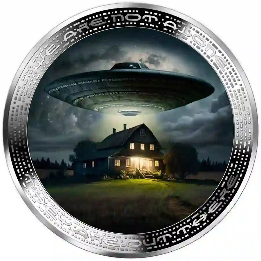 CM2517-rev 2025 Cameroon 1 Ounce Alien & UFO Alien Farm Colored Silver Coin