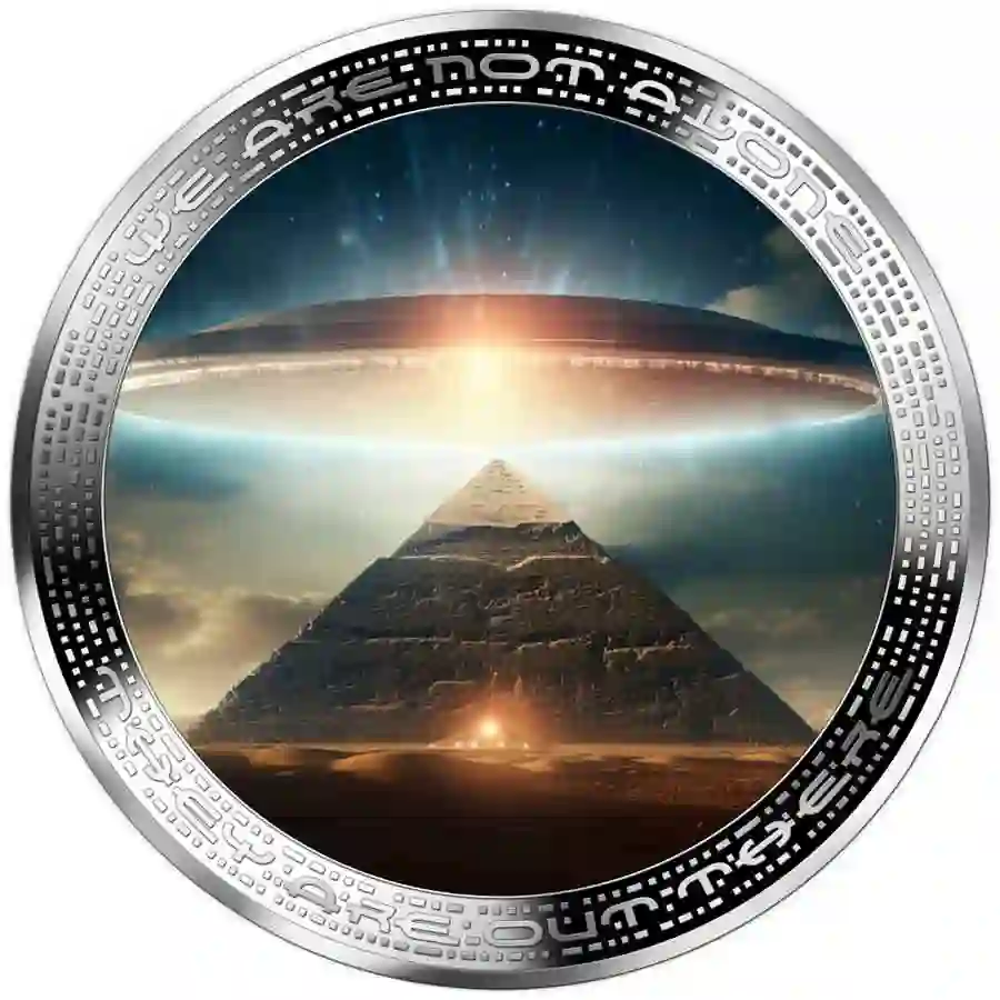 CM2518-rev 2025 Cameroon 1 Ounce Alien & UFO Alien Pyramid Colored Silver Coin