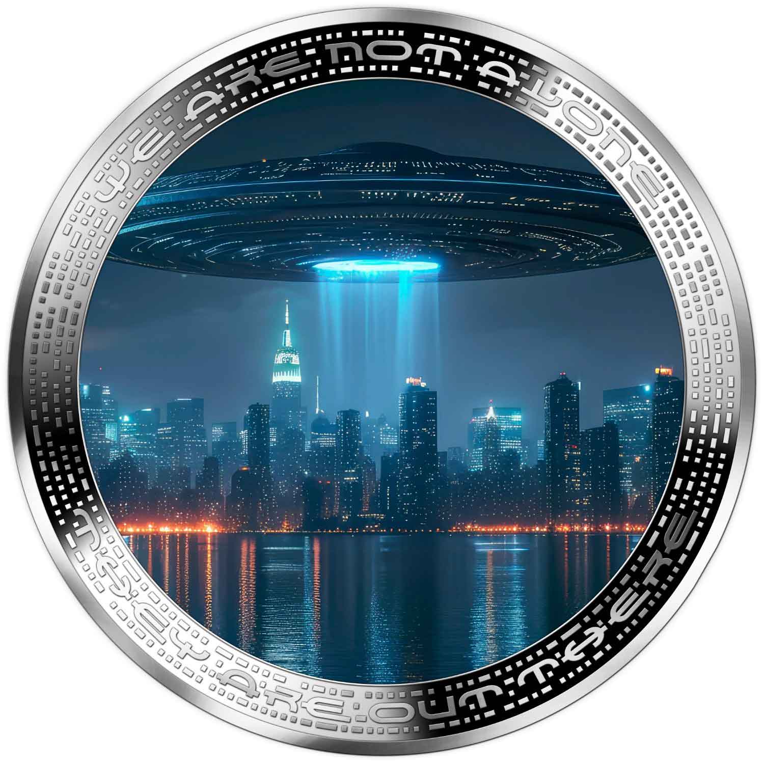 CM2519-rev 2025 Cameroon 1 Ounce Alien & UFO Alien City Colored Silver Coin