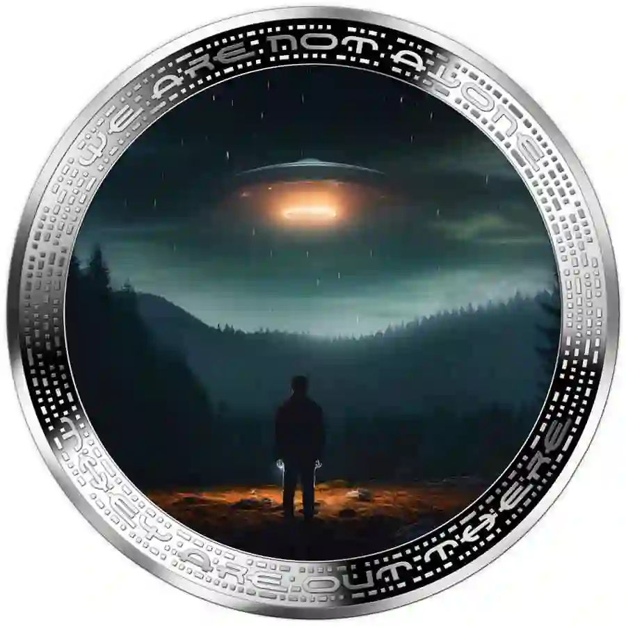 CM2520-rev 2025 Cameroon 1 Ounce Alien & UFO Human Wilderness Colored Silver Coin