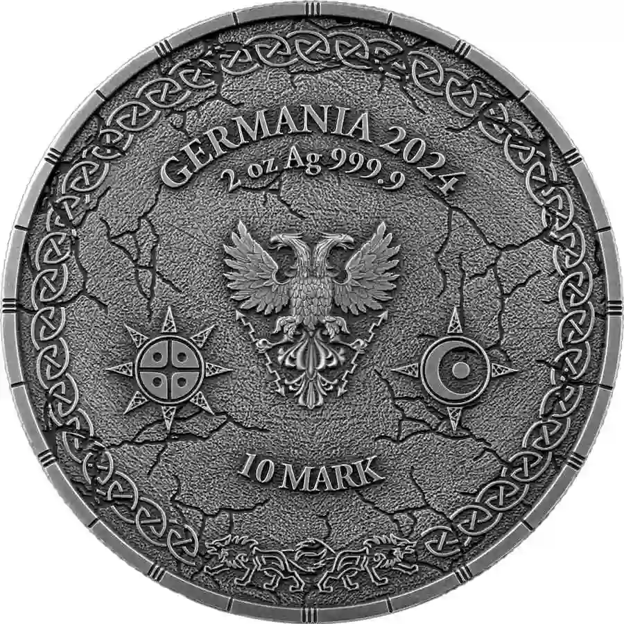 obv 2024 Germania Skoll & Hati Ultra High Relief Silver Round