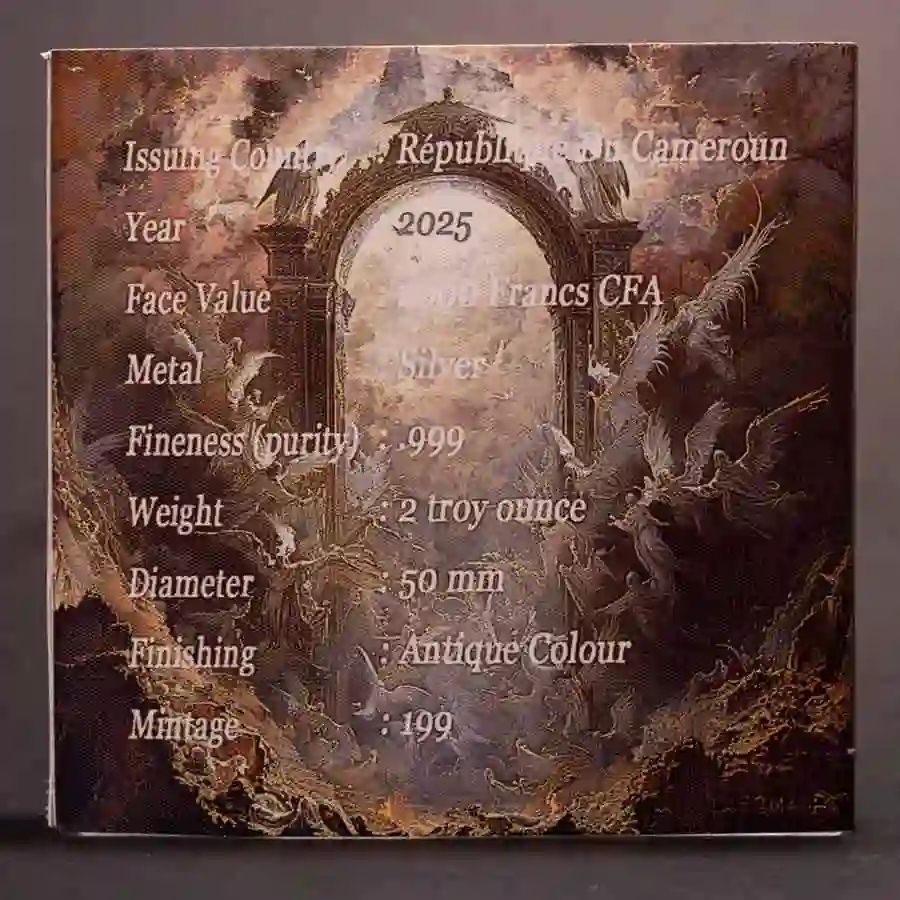 back 2025 Archangel Raguel Antique Finish Silver Coin