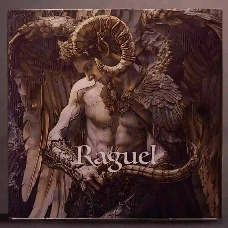 front Archangel Raguel High Relief Color Antique Finish Silver Coin