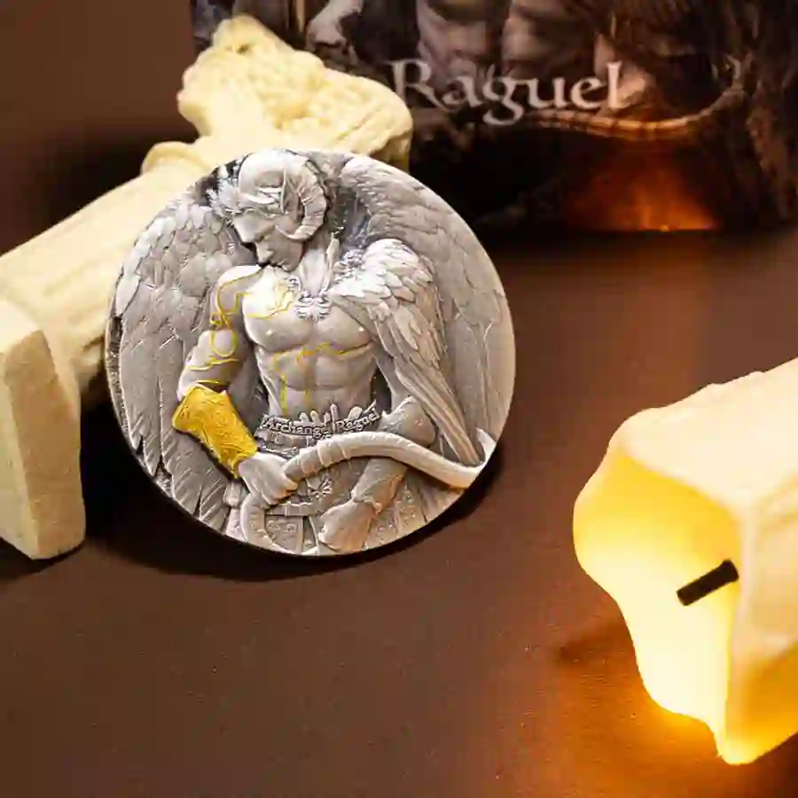 mood 2025 Archangel Raguel High Relief Color Antique Finish Silver Coin