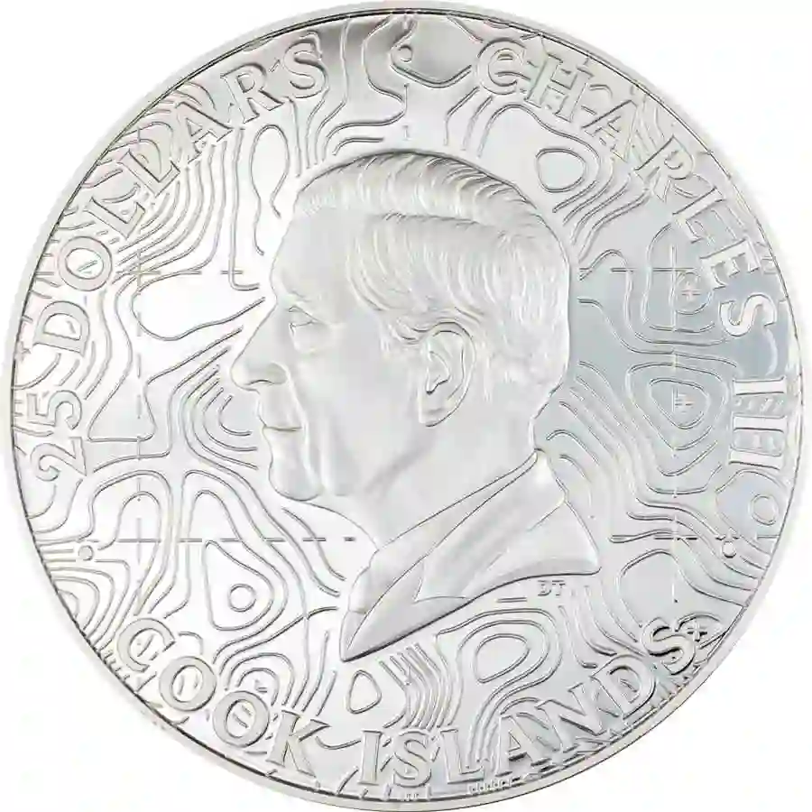 30809_Topography---Hawaii_o 2024 Cook Islands 5 oz Topography Hawaii Ultra High Relief Silver Coin