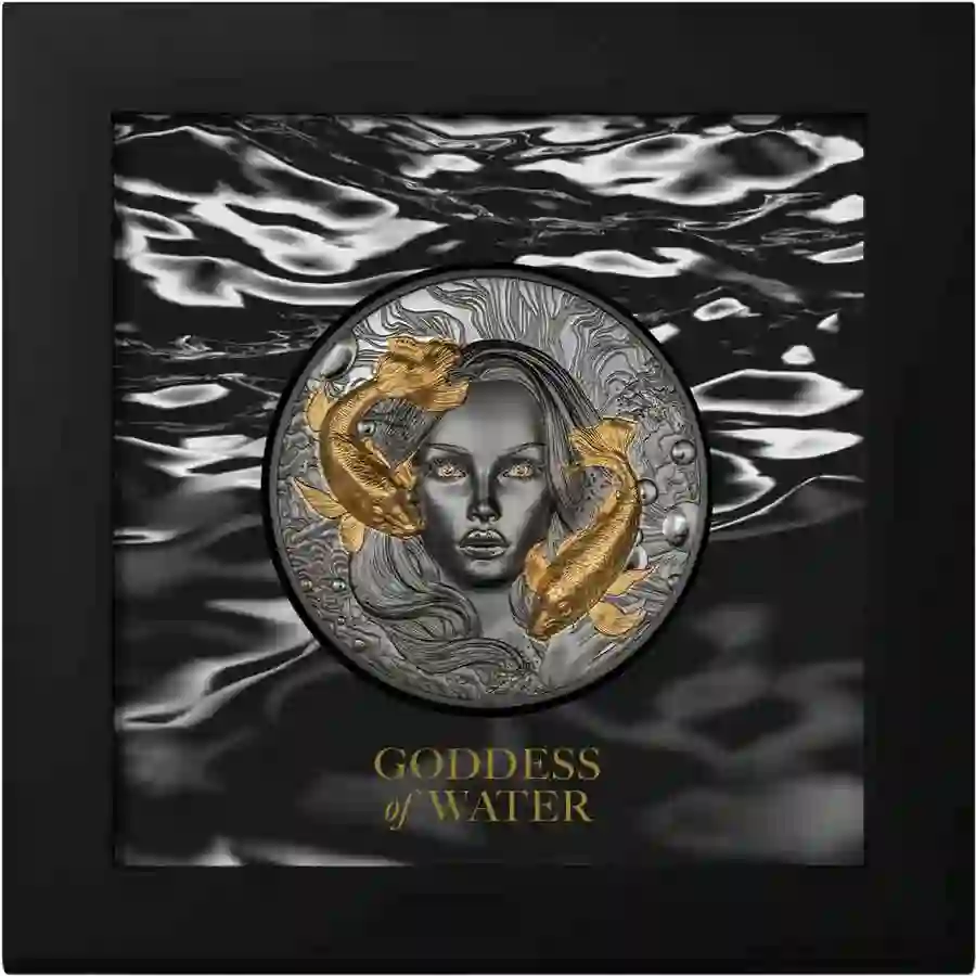 30811_Goddess-of-Water_x 2024 Palau 2 Ounce Goddess Amphitrite High Relief Black Proof Silver Coin