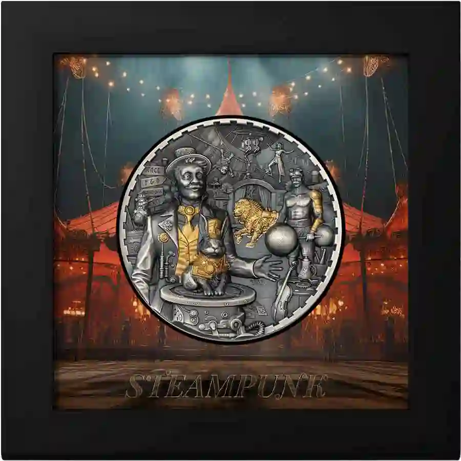 30817_Steampunk---Carnival_x 2024 Steampunk Carnival High Relief Gilded Silver Coin