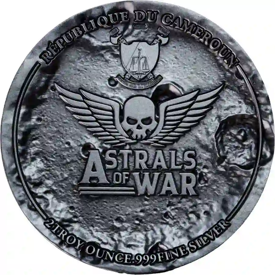 astral-obv 2025 Cameroon 2 oz Captain Kane Astrals of War Color Silver Coin