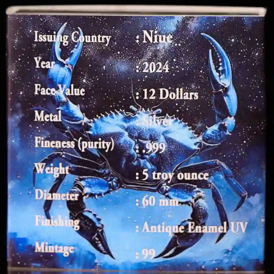 box-back Cancer UV Color High Relief Silver Coin