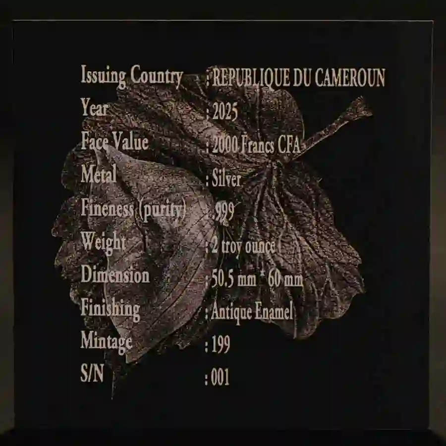 box-back Mystic Leafwing High Relief Antiqued Silver Coin