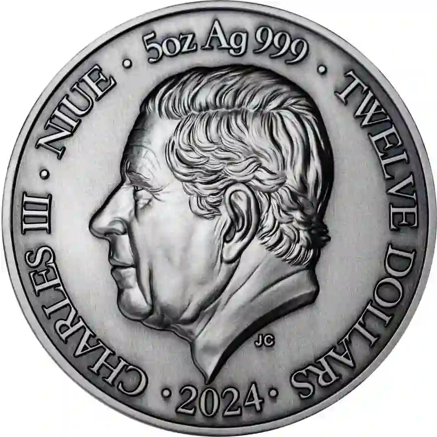 cancer-obv 2024 Niue 5 oz Cancer UV Color High Relief Antique Finish Silver Coin