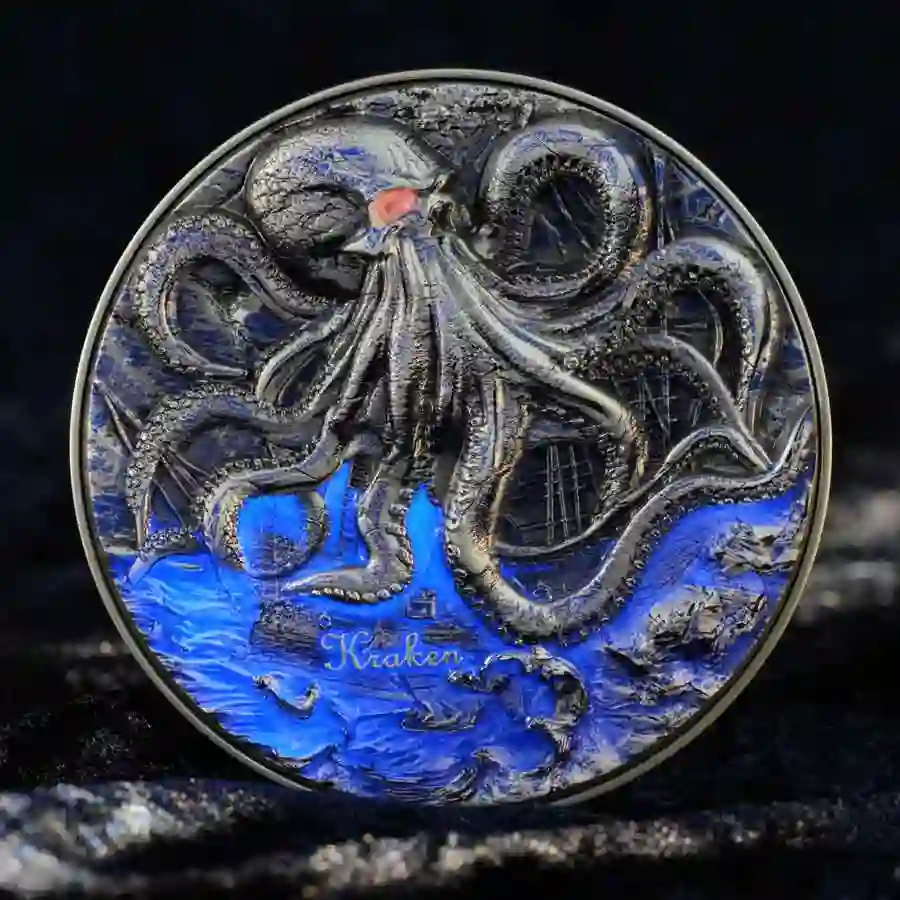 2025 Cameroon 2 oz Kraken High Relief UC Color Silver Coin