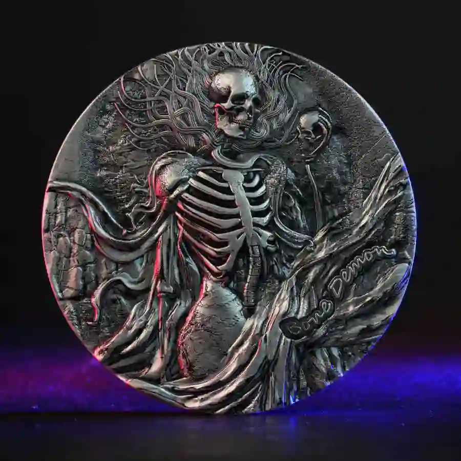mood 2025 Bone Demon High Relief Antiqued Silver Coin