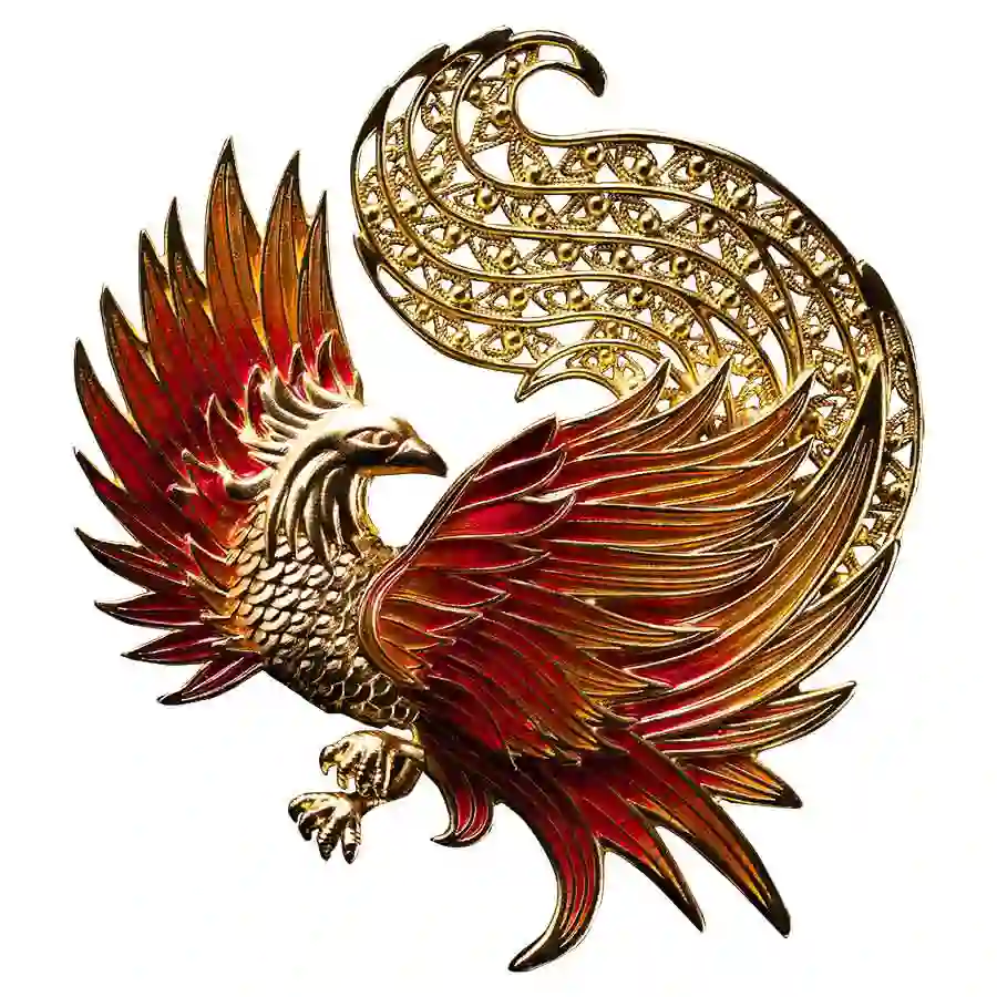 phoenix-rev 2025 Samoa 2 Ounce Phoenix Filigree Colored Shaped Silver Coin