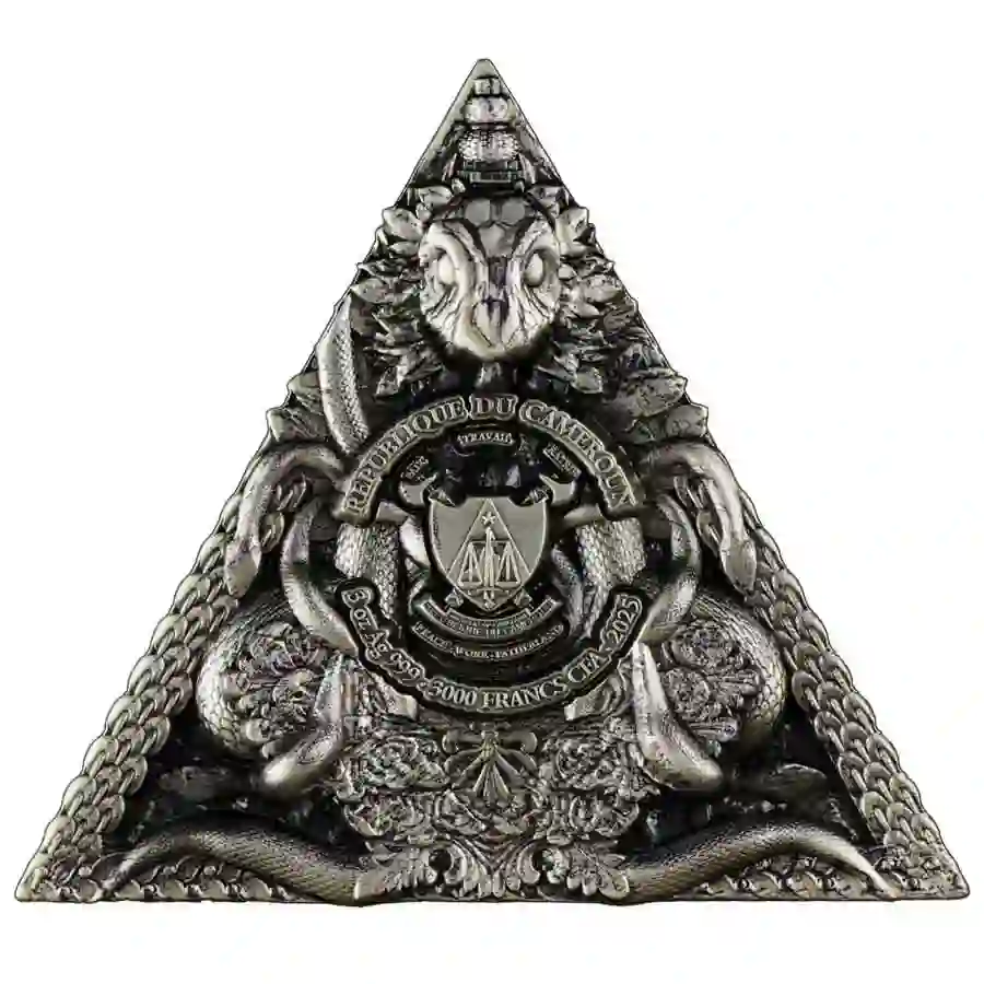 ant-obv 2025 Cameroon 3 oz Shiva High Relief Antique Finish Silver Coin