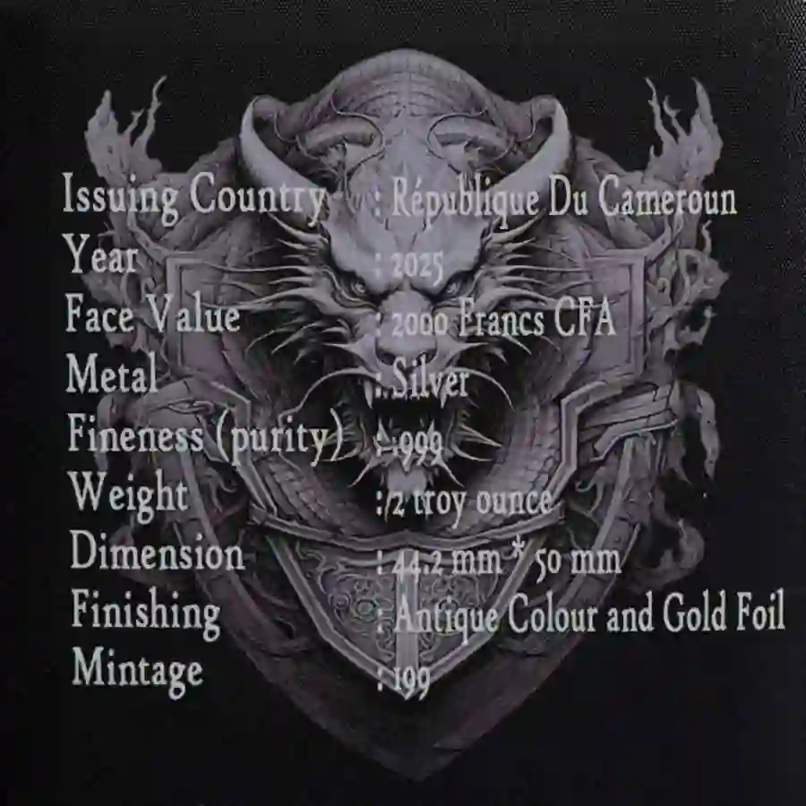 cert Dragon Warrior High Relief 24K Gilded Silver Coin