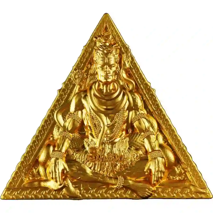 gild-rev 2025 Cameroon 3 Ounce Shiva 24K Gilded High Relief Silver Coin