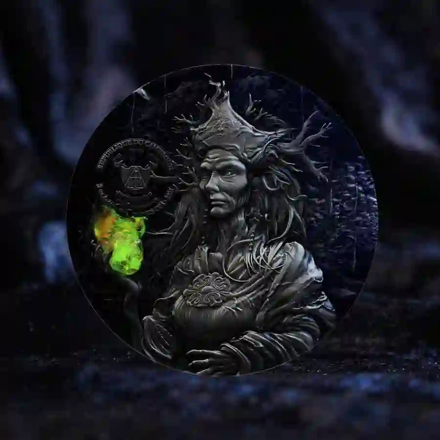 mood 2025 Morgan Le Fay High Relief Color Antiqued Silver Coin