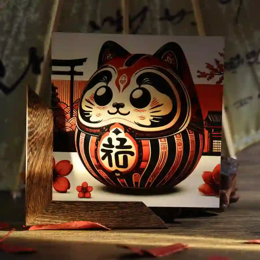 mood 2025 Cameroon 1 Ounce Lucky Fortune Cat Colored Silver Coin