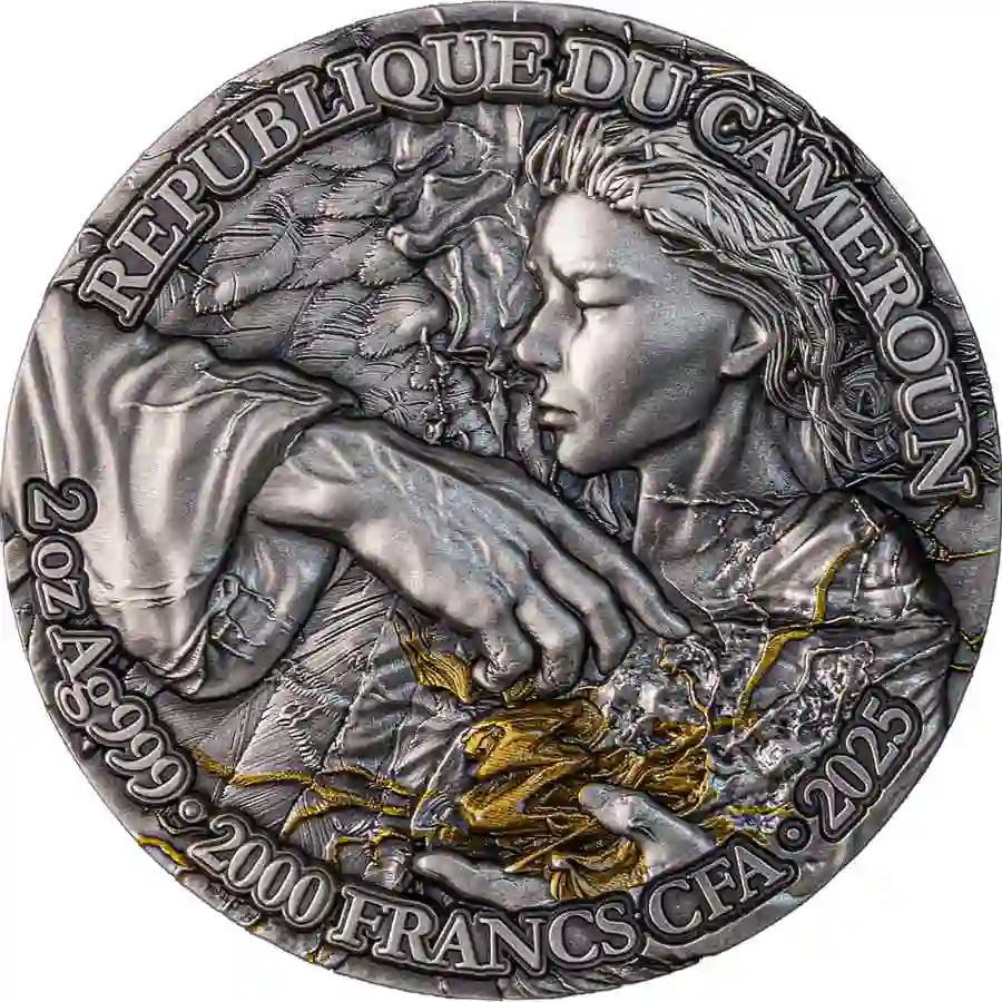 2025 カメルーン 偉大なるギリシャ神話 アポロン ２オンス銀貨アンティーク 2025 Cameroon 2 oz Archangel Remiel High Relief Silver Coin