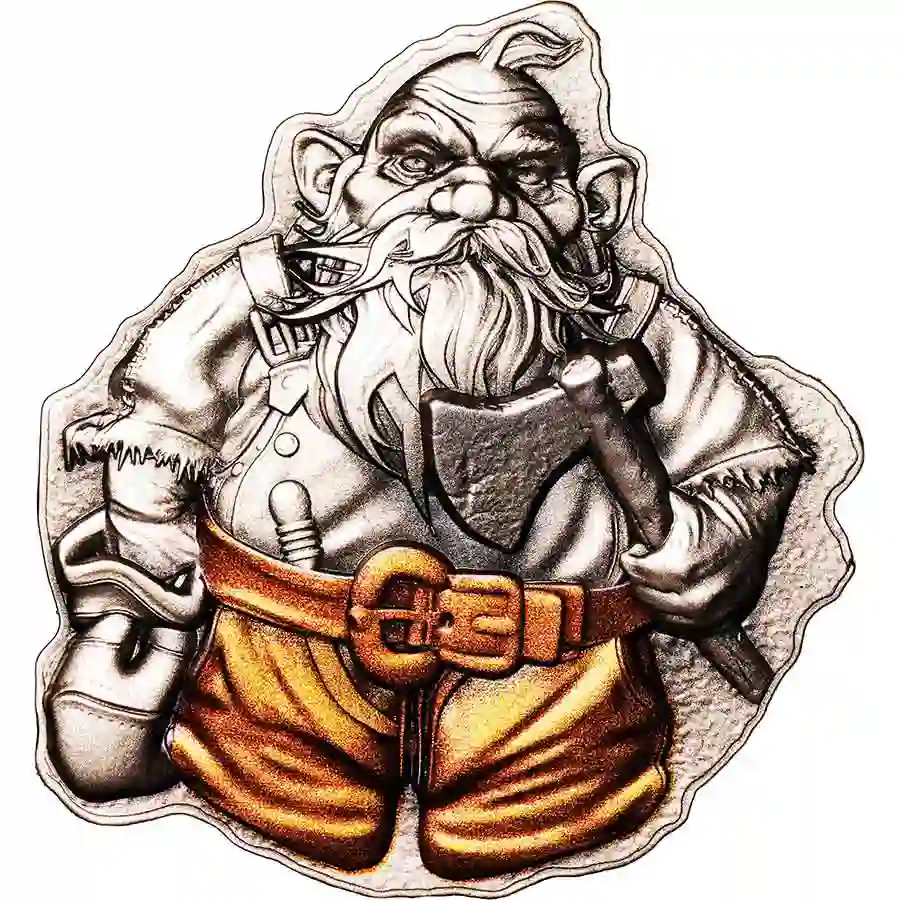 rev 2025 Cameroon 2 Ounce Dwarf UV Color Antique Finish High Relief Silver Coin