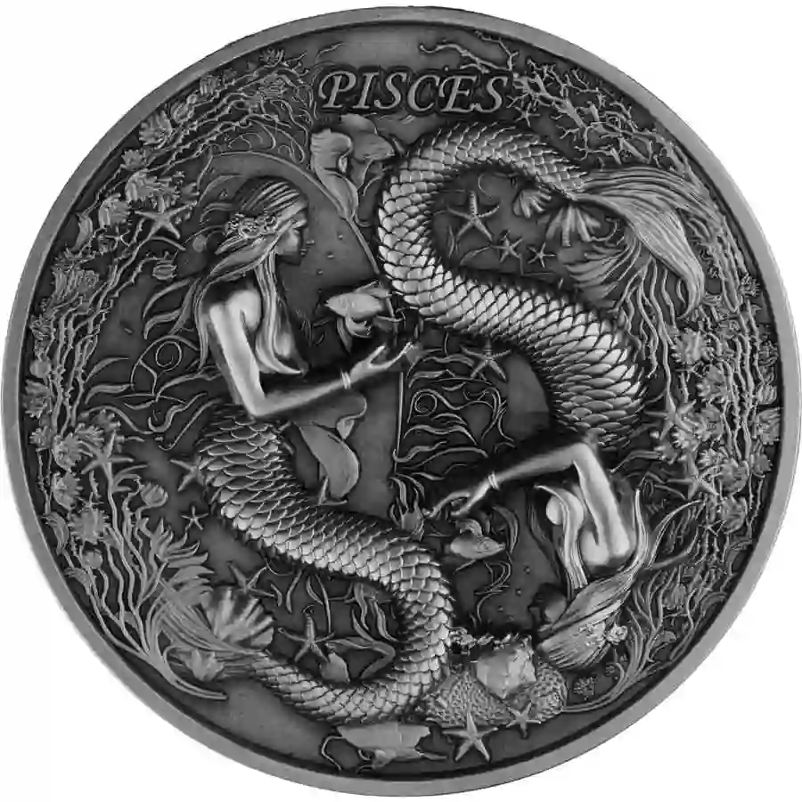 rev 2024 Niue 5 Ounce Picses UV Color High Relief Antique Finish Silver Coin
