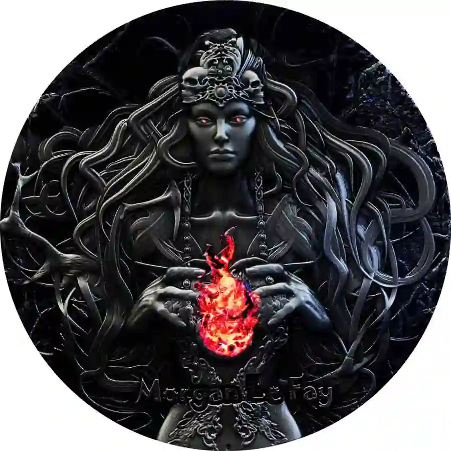 rev 2025 Cameroon 2 Ounce Morgan Le Fay High Relief Color Antiqued Silver Coin