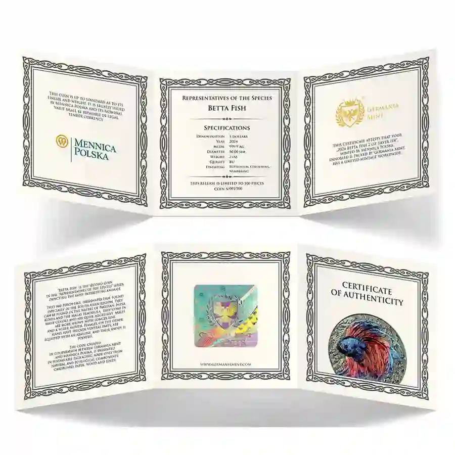 cert 2024 Niue Representatives of the Species Betta Fish UHR Silver Coin