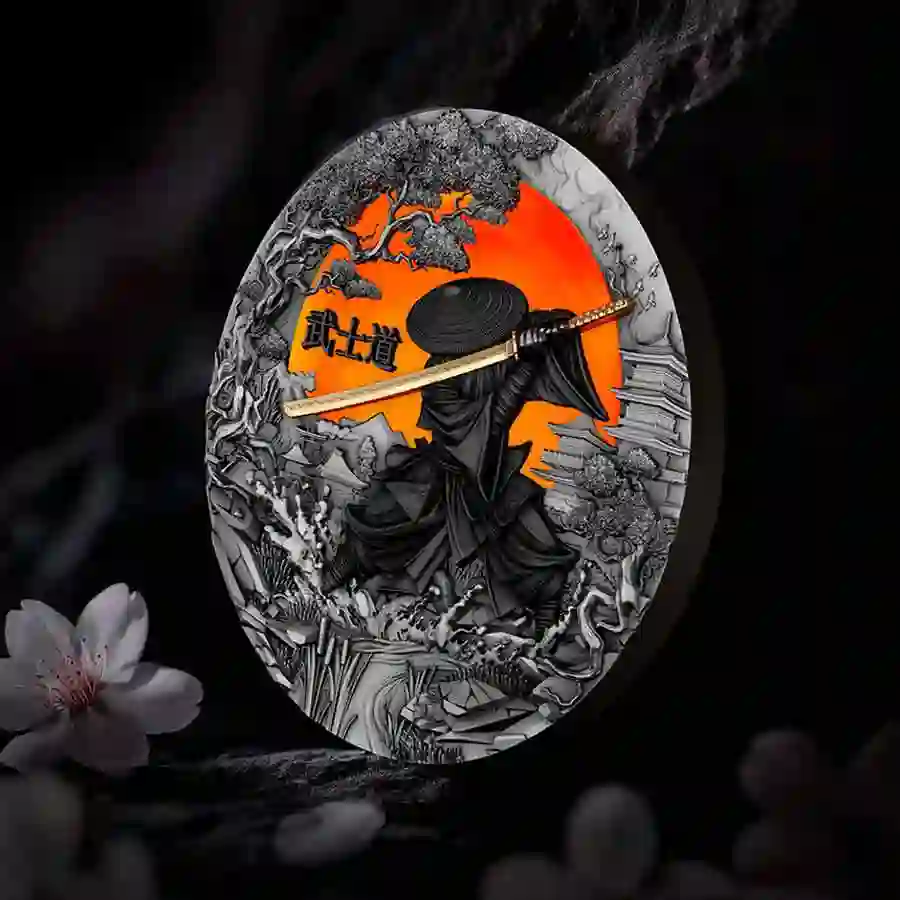 mood 2024 Niue Bushido Code Color Antique Finish Silver Coin