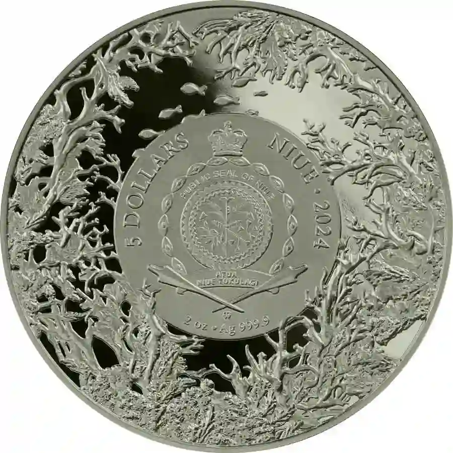 obv 2024 Niue 2 oz Representatives of the Species Betta Fish UHR Silver Coin