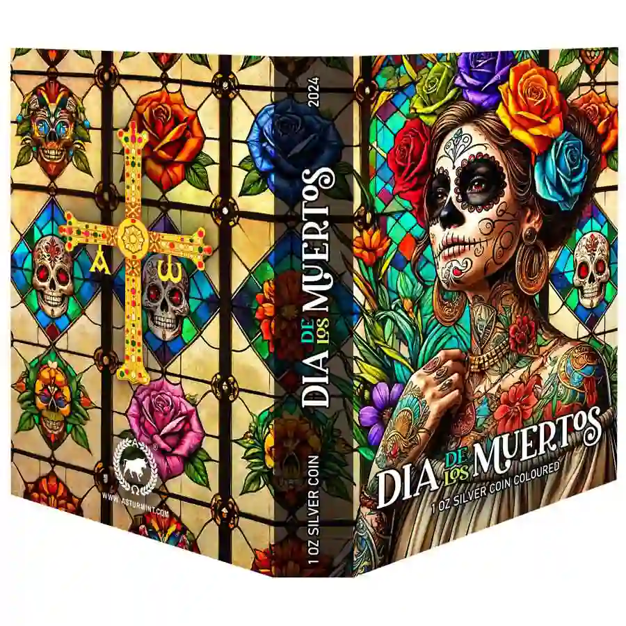 outer 2024 Silver Libertad Dia de los Muertos Stained Glass Silver Coin