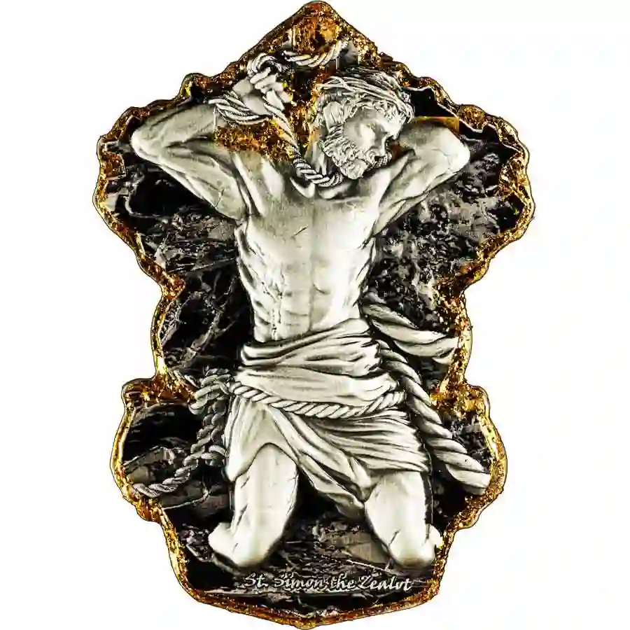 rev-antique 2025 Cameroon 2 Ounce St. Simon 12 Apostles Antique Finish Silver Coin