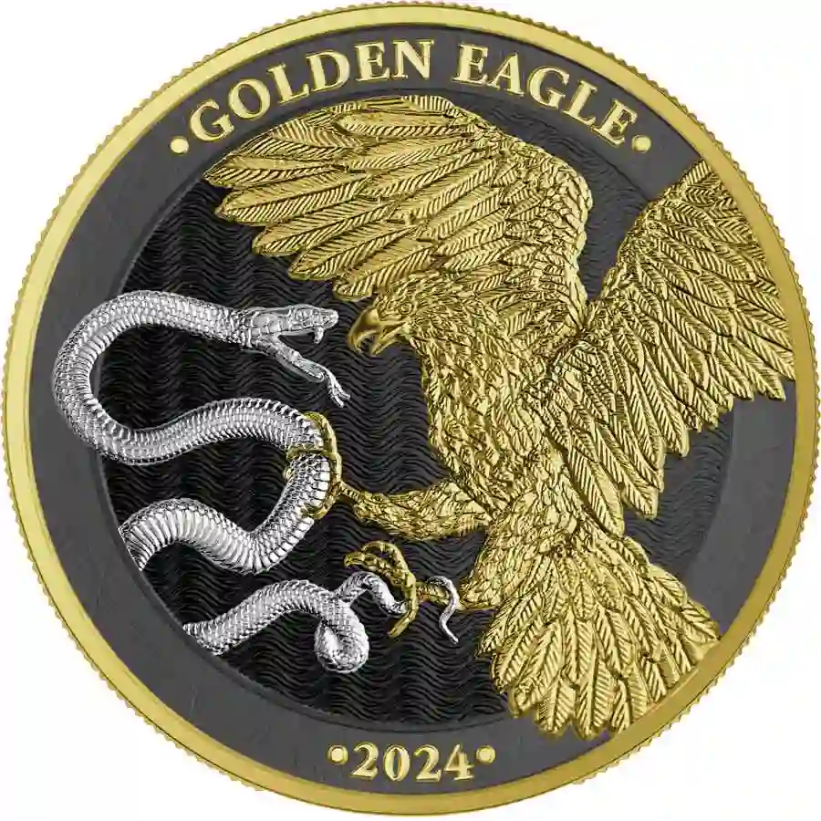 1-kg-rev 2024 Malta 1 Kilogram Golden Eagle 24K & Black Ruthenium HR Silver Coin