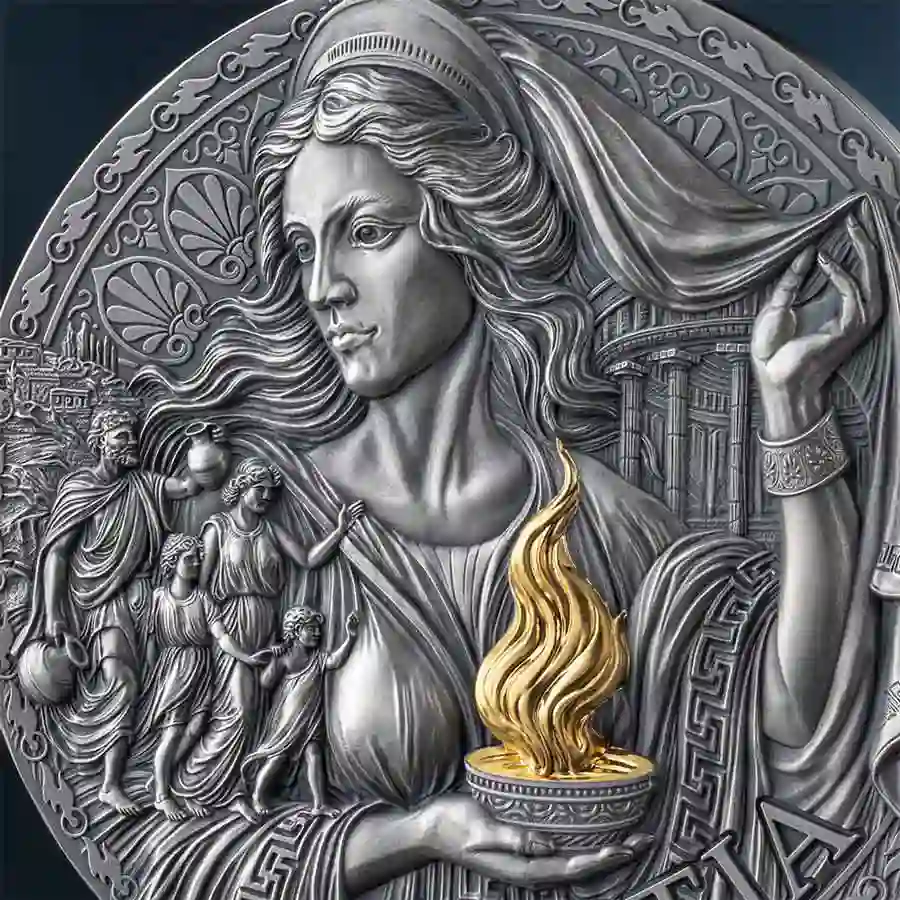 hestia-detal 2025 Hestia 24K Gilded High Relief Silver Coin