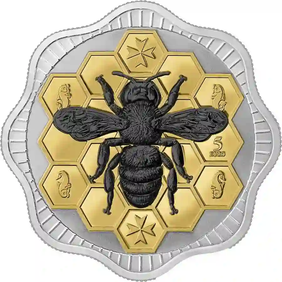 malta-matesee-bee-_a_900px 2024 Malta 1 Ounce Maltese Bee 24K & Black Ruthenium BU Silver Coin