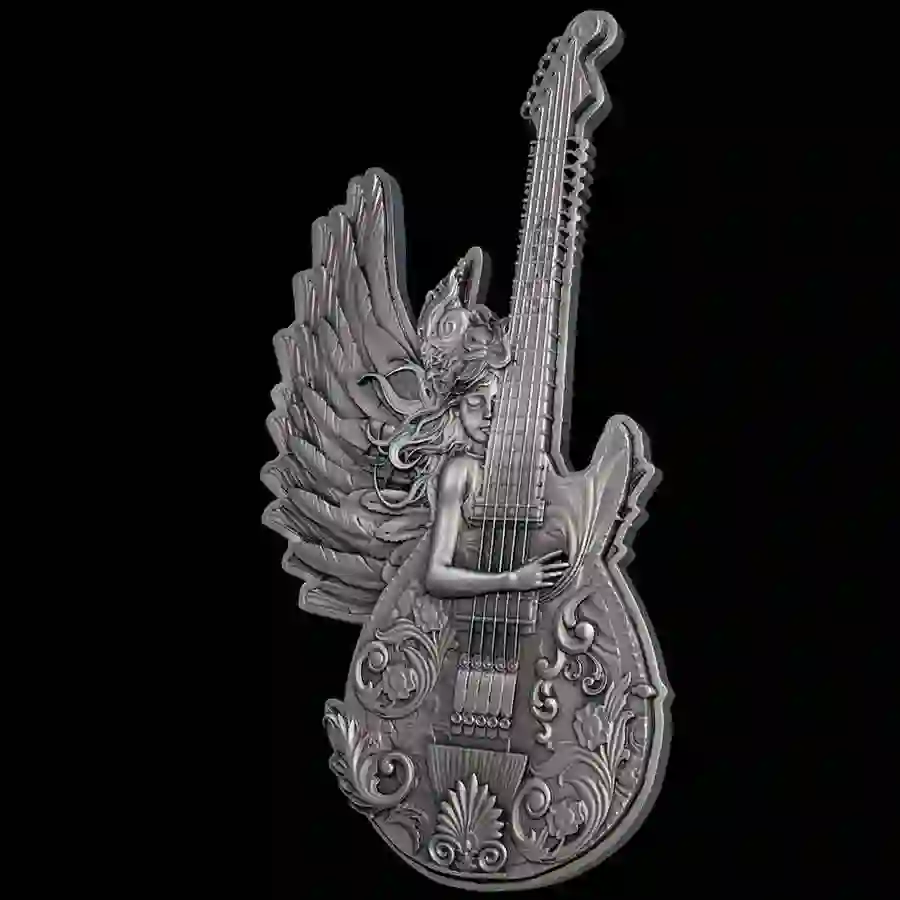 mood 2025 Guitar of Angel Antique Finish Silver Coin