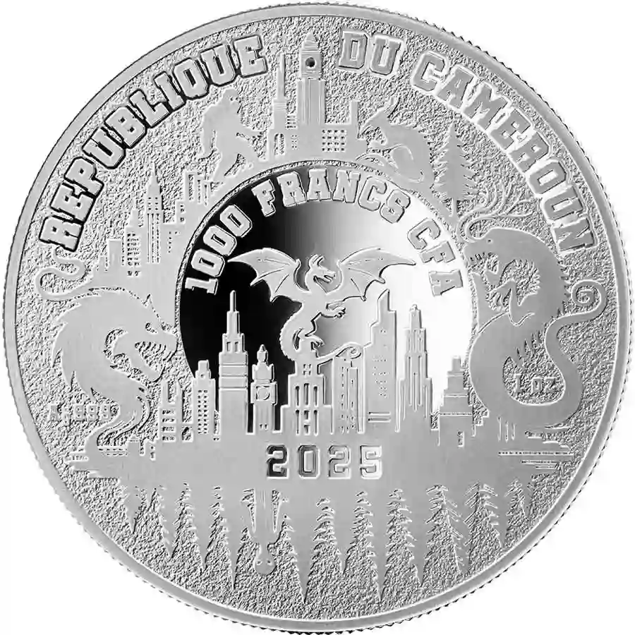 clown-obv 2025 Cameroon 1 Ounce Evil Clown Colored Silver Proof Coin