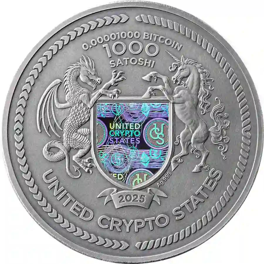 creator-obv 2025 UCS 2 oz The Creator 1,000 Satoshi Bitcoin HR Silver Coin