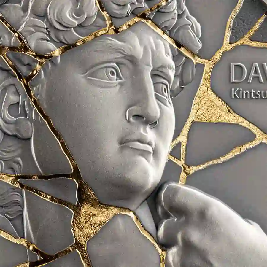 2025 Cameroon 2 oz David 24K Gilded HR Antiqued Silver Coin