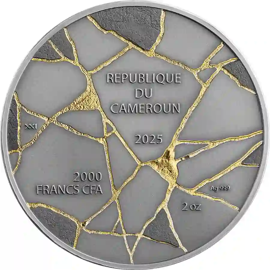 2025 カメルーン　マーメイド　２オンス銀貨アンティーク　真珠光沢カラー 2025 Cameroon 2 oz David 24K Gilded HR Antiqued Silver Coin