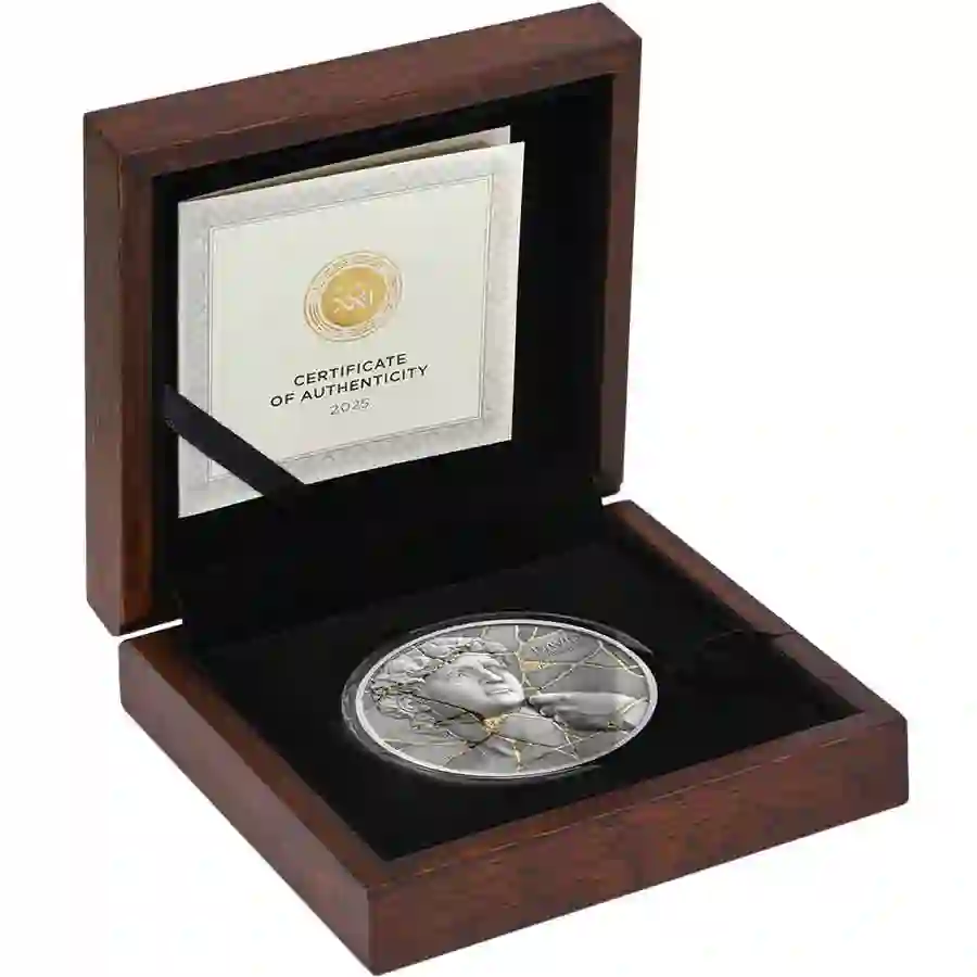 2025 Cameroon 2 oz David 24K Gilded HR Antiqued Silver Coin