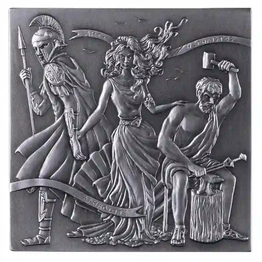 greek-cube-1 2025 Burundi 1 Kg Greek Gods 3D Cube Antiqued Silver Coin