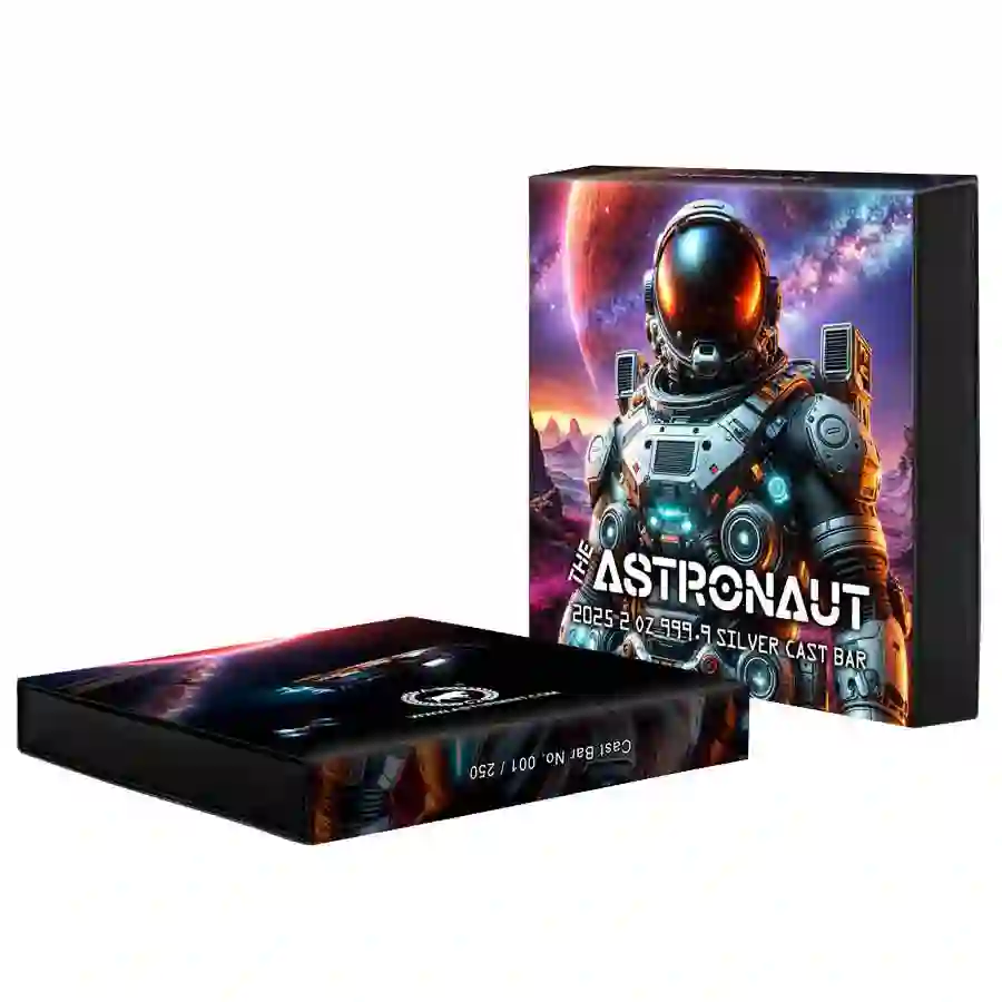 iso The Astronaut 2 oz Colored Cast Silver Bar