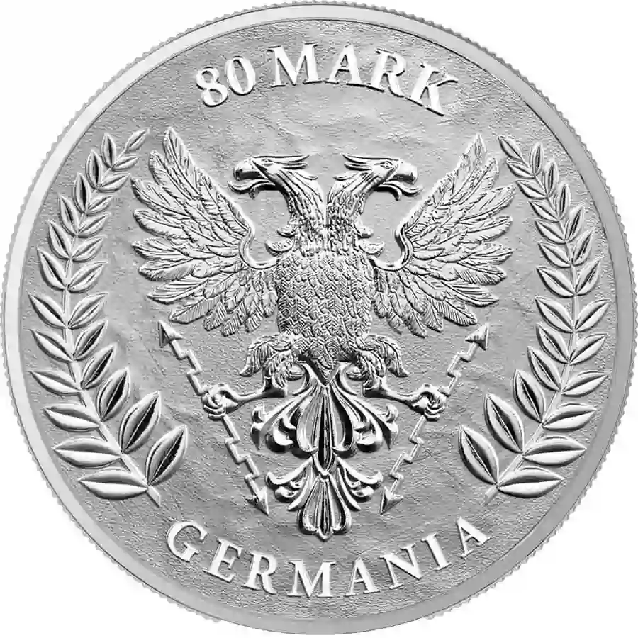 1-oz-kg-obv 2025 Germania 1 Kg Lady Germania 80 Mark BU Silver Round