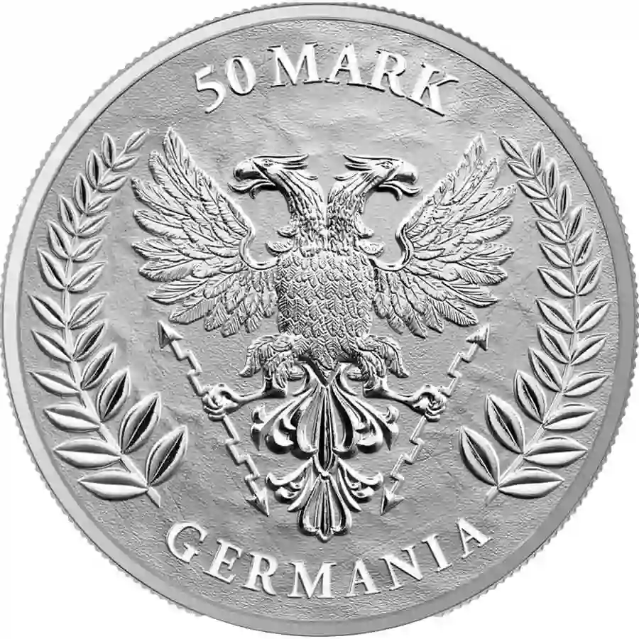 10-oz-bu-obv 2025 Germania 10 oz Lady Germania 50 Mark BU Silver Round
