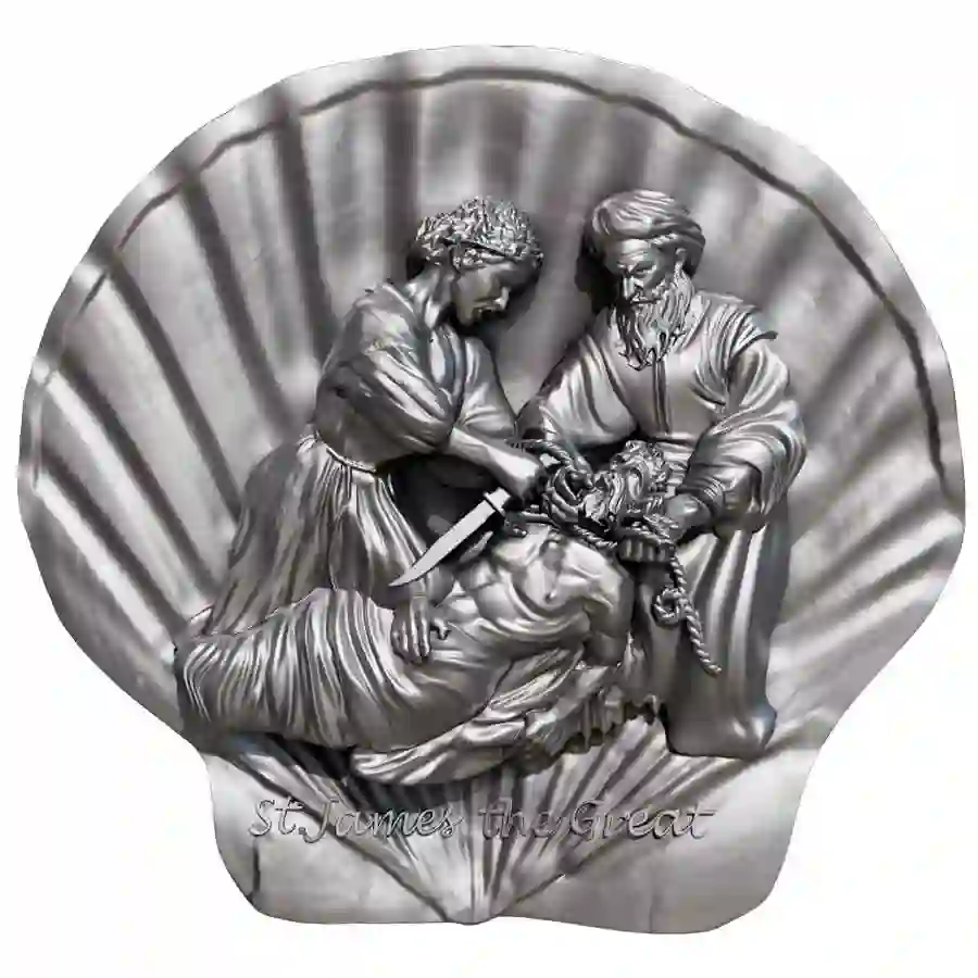 antique-rev 2025 Cameroon 2 Ounce St. James 12 Apostles Antique Finish Silver Coin