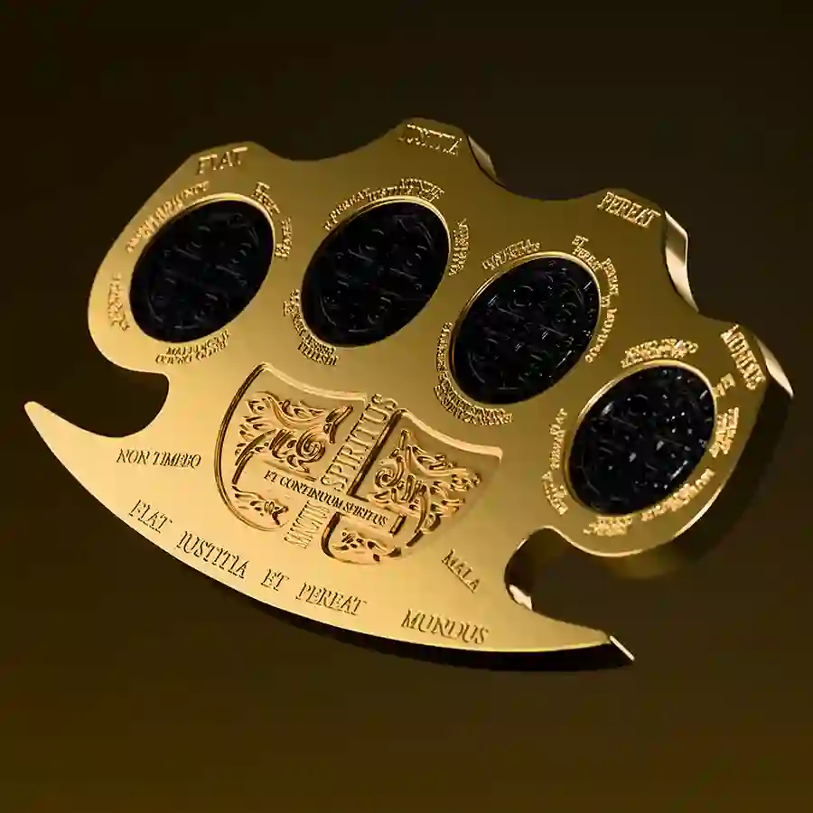 detail 1 2025 Holy Knuckles 24K Gilded High Relief Silver Coin