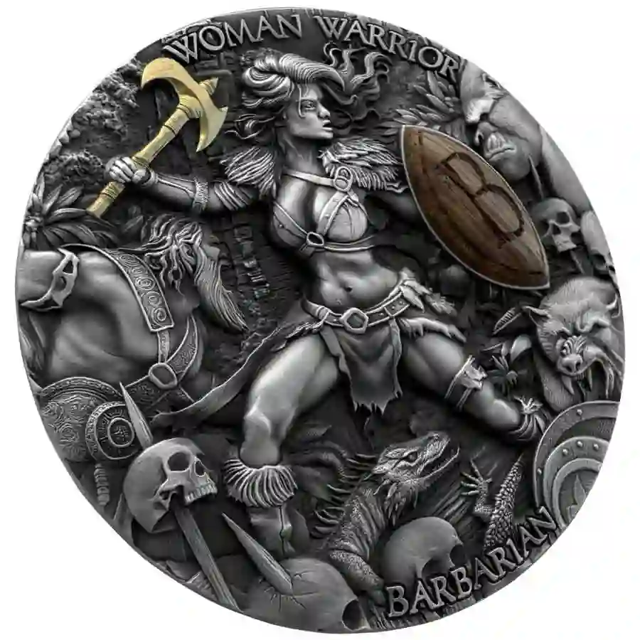 iso 2024 Niue Woman Warrior Barbarian Ultra High Relief Silver Coin